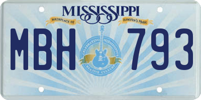 MS license plate MBH793