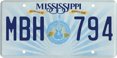 MS license plate MBH794