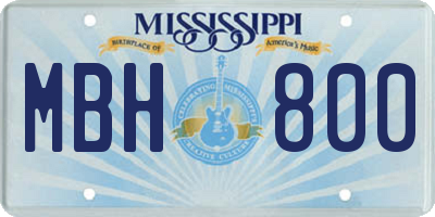 MS license plate MBH800
