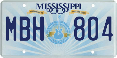 MS license plate MBH804