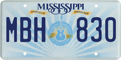 MS license plate MBH830