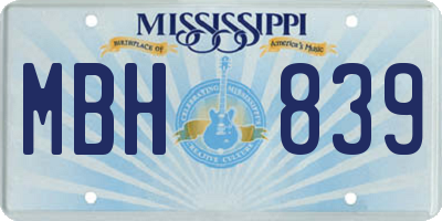 MS license plate MBH839
