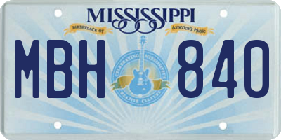 MS license plate MBH840