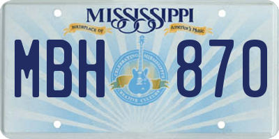 MS license plate MBH870