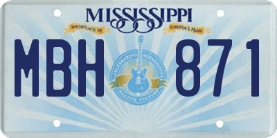 MS license plate MBH871