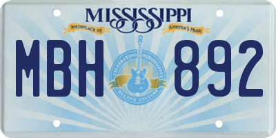MS license plate MBH892