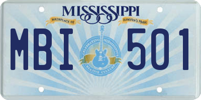 MS license plate MBI501
