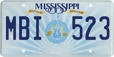 MS license plate MBI523