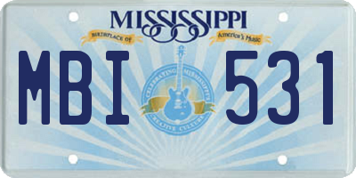MS license plate MBI531