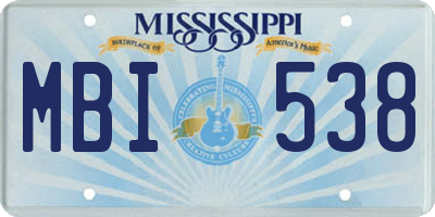 MS license plate MBI538