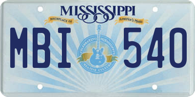 MS license plate MBI540