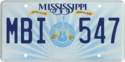 MS license plate MBI547