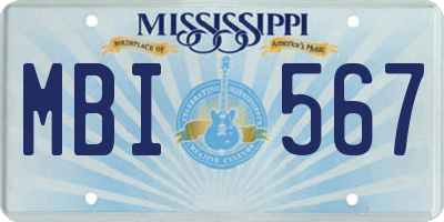 MS license plate MBI567