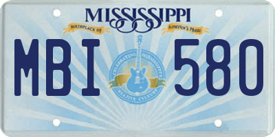 MS license plate MBI580