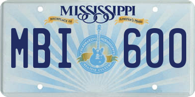 MS license plate MBI600