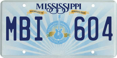 MS license plate MBI604