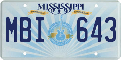 MS license plate MBI643