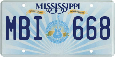 MS license plate MBI668