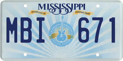 MS license plate MBI671