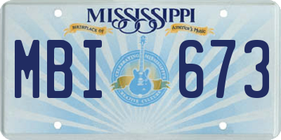 MS license plate MBI673