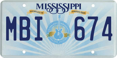 MS license plate MBI674