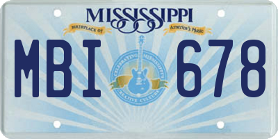 MS license plate MBI678