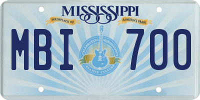 MS license plate MBI700