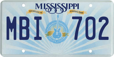MS license plate MBI702