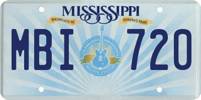 MS license plate MBI720