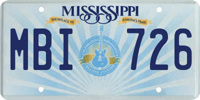 MS license plate MBI726
