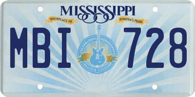 MS license plate MBI728