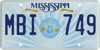 MS license plate MBI749