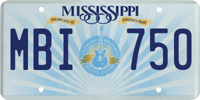 MS license plate MBI750