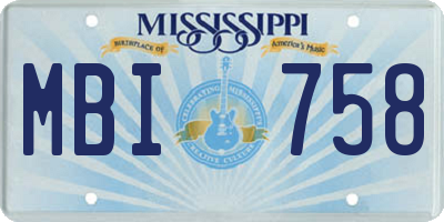 MS license plate MBI758