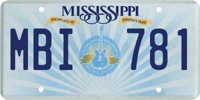 MS license plate MBI781