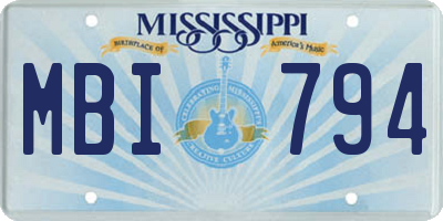 MS license plate MBI794