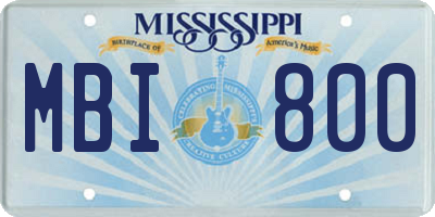 MS license plate MBI800