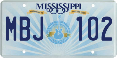 MS license plate MBJ102