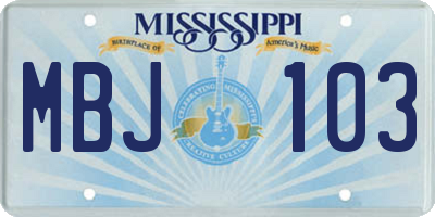MS license plate MBJ103