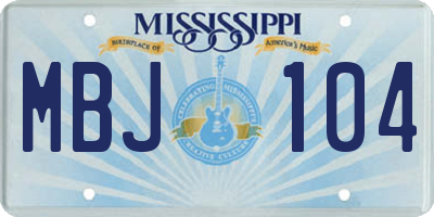 MS license plate MBJ104
