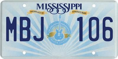 MS license plate MBJ106
