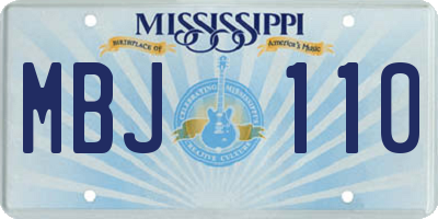 MS license plate MBJ110