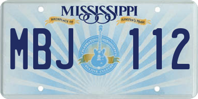 MS license plate MBJ112