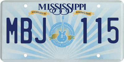MS license plate MBJ115
