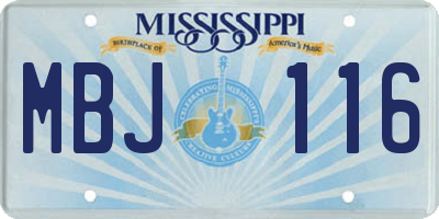 MS license plate MBJ116