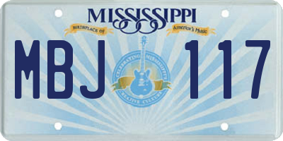 MS license plate MBJ117