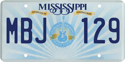 MS license plate MBJ129