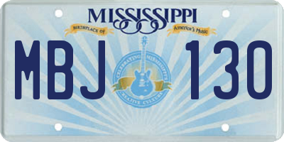 MS license plate MBJ130