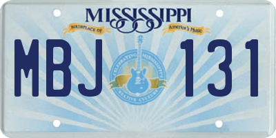 MS license plate MBJ131