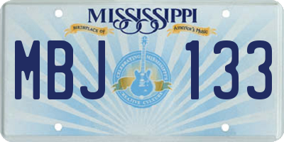 MS license plate MBJ133